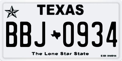 TX license plate BBJ0934