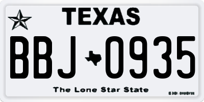 TX license plate BBJ0935