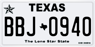 TX license plate BBJ0940