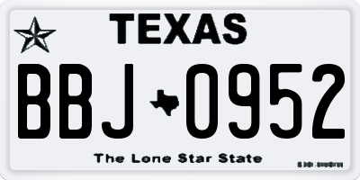 TX license plate BBJ0952