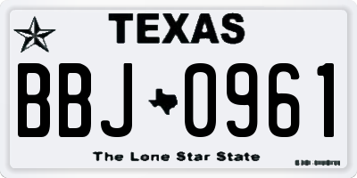 TX license plate BBJ0961