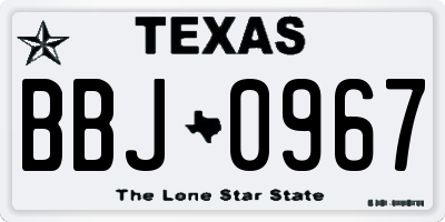 TX license plate BBJ0967