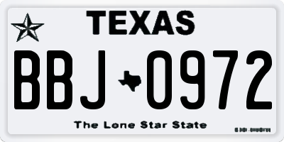 TX license plate BBJ0972