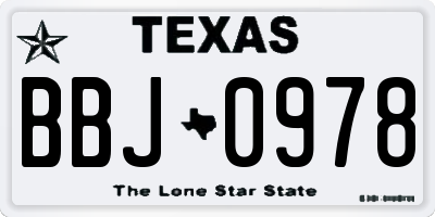 TX license plate BBJ0978