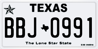 TX license plate BBJ0991
