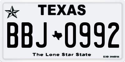TX license plate BBJ0992