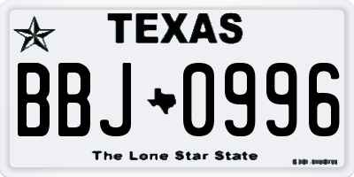 TX license plate BBJ0996