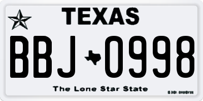 TX license plate BBJ0998
