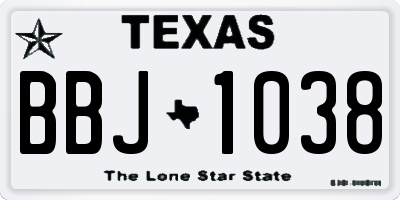TX license plate BBJ1038