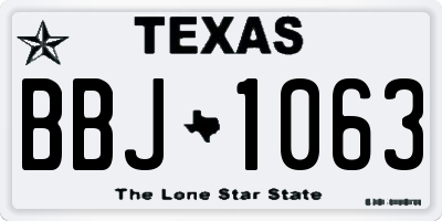 TX license plate BBJ1063