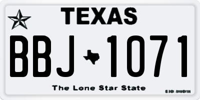 TX license plate BBJ1071