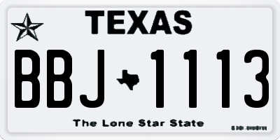 TX license plate BBJ1113