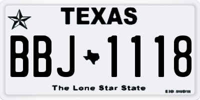 TX license plate BBJ1118
