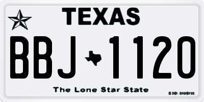 TX license plate BBJ1120