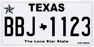 TX license plate BBJ1123