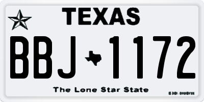 TX license plate BBJ1172