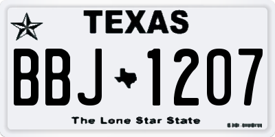 TX license plate BBJ1207