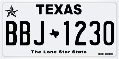 TX license plate BBJ1230