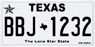 TX license plate BBJ1232