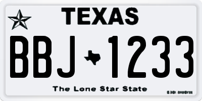 TX license plate BBJ1233