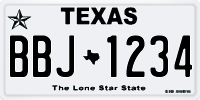 TX license plate BBJ1234