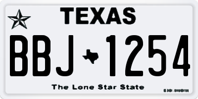 TX license plate BBJ1254