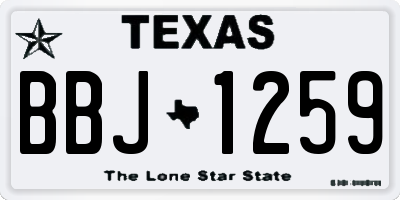 TX license plate BBJ1259