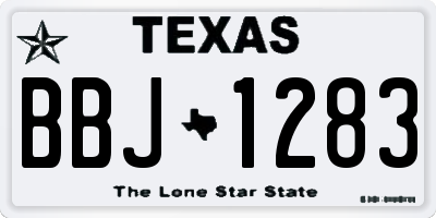 TX license plate BBJ1283