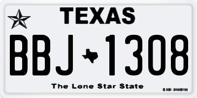 TX license plate BBJ1308