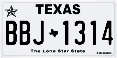TX license plate BBJ1314