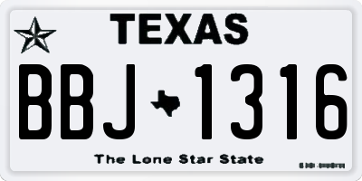 TX license plate BBJ1316