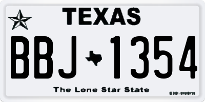 TX license plate BBJ1354