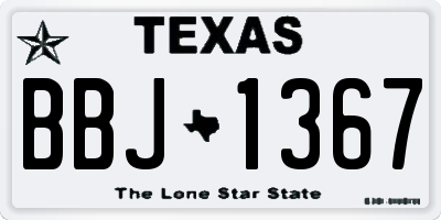 TX license plate BBJ1367