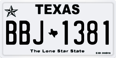 TX license plate BBJ1381
