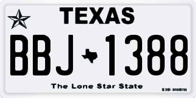 TX license plate BBJ1388