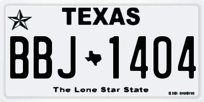 TX license plate BBJ1404