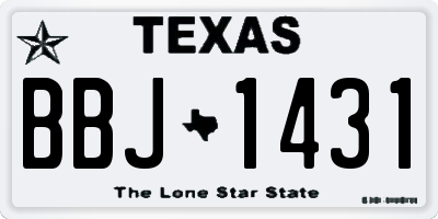 TX license plate BBJ1431