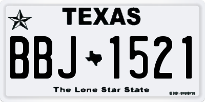 TX license plate BBJ1521