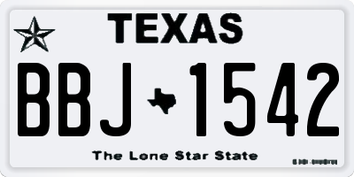 TX license plate BBJ1542