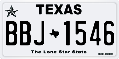 TX license plate BBJ1546
