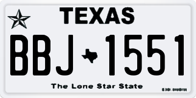 TX license plate BBJ1551