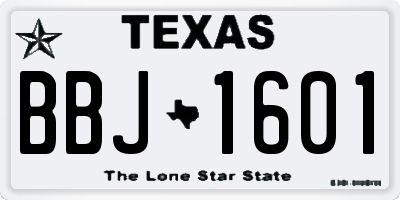 TX license plate BBJ1601