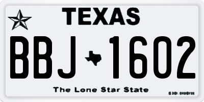 TX license plate BBJ1602