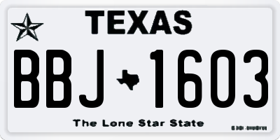 TX license plate BBJ1603