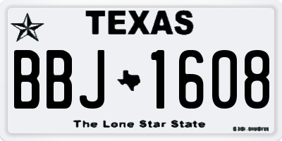 TX license plate BBJ1608