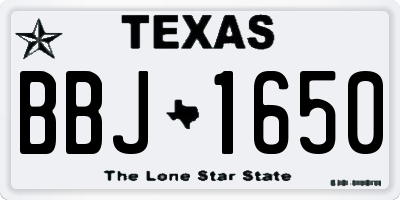 TX license plate BBJ1650