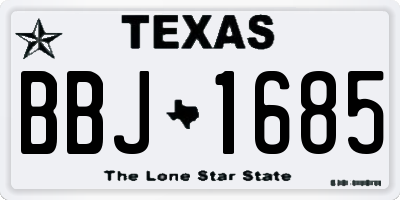 TX license plate BBJ1685