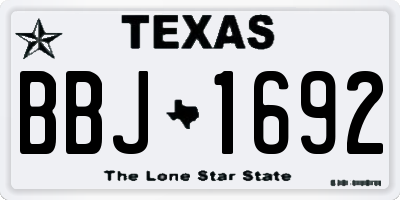 TX license plate BBJ1692