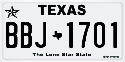TX license plate BBJ1701
