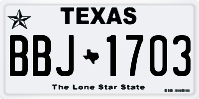 TX license plate BBJ1703
